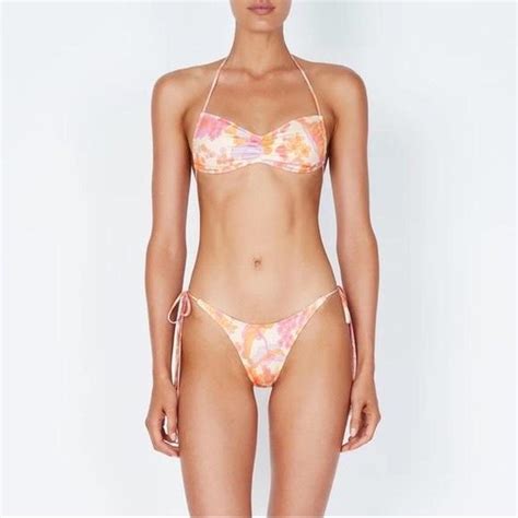 Traingl Bikini Greta Sherbet Floral Pattern They Depop