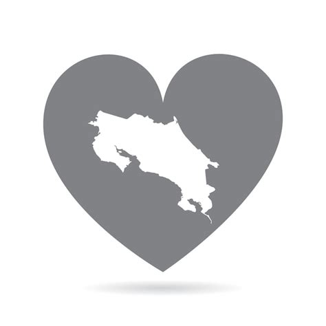 Premium Vector Costa Rica Country Map Inside A Grey Love Heart