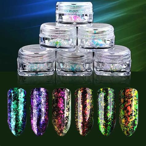 G Irregular Transparent Chameleon Nail Glitter Sequins Chrome Powder