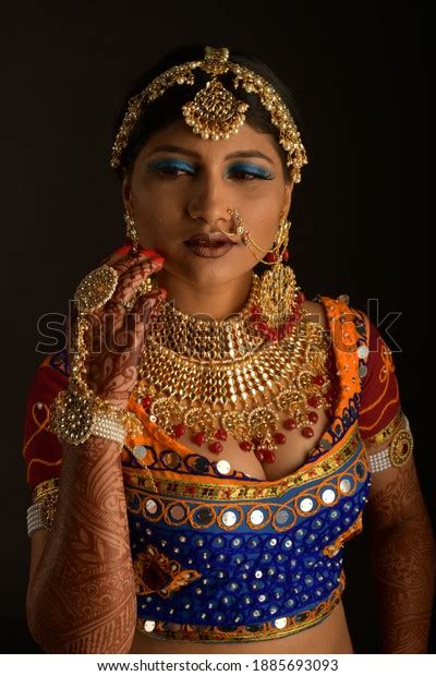 Portrait Beautiful Woman Western Indian Traditional Stock Photo