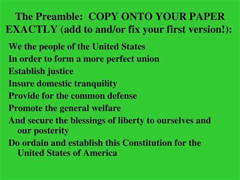 The Preamble To The Constitution Ppt Download