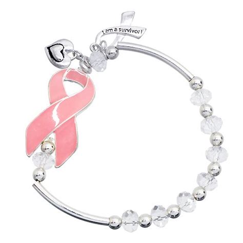 Pink Ribbon Breast Cancer Awareness Jewelry Survivor Beaded Stretch