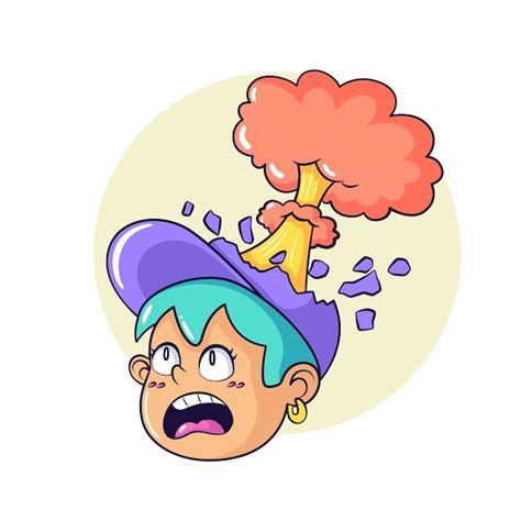 Premium Vector Hand Drawn Head Exploding Cartoon Illustration