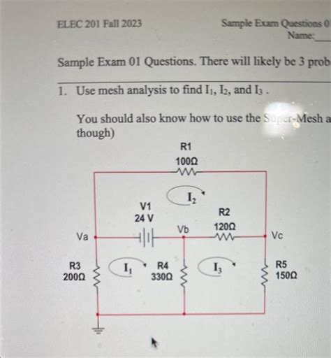 Solved ELEC 201 Fall 2023 Sample Exam Questions 0 Name Chegg