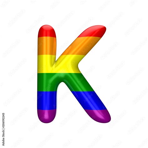 Letter K Gay Pride Rainbow Flag Alphabet LGBT Font 3D Rendering Stock