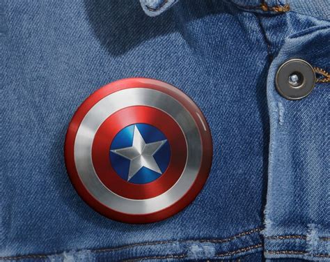 Captain America Shield Pin Button Badge Etsy