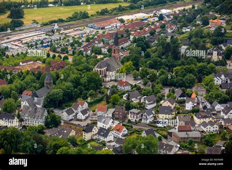 Aerial view overlooking the center of Fröndenberg an der Ruhr