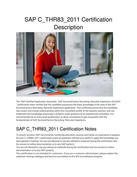 Ppt Sap C Thr Certification Description Powerpoint