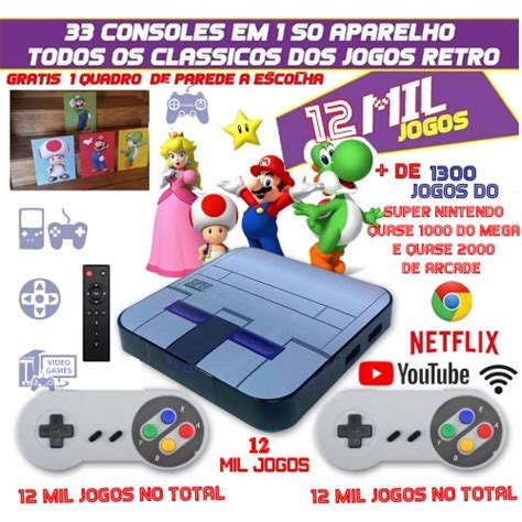 Video Game Retrô 12 000 Jogos 2 Controles Jogos de snes quadro