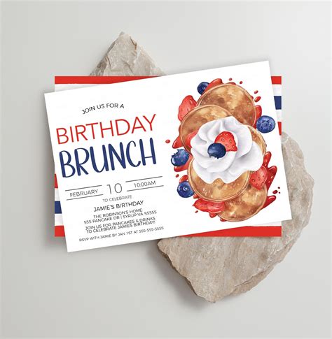 Pancake Invitation, Brunch Birthday Party Invite, Pancake Bar, Kids Pa ...