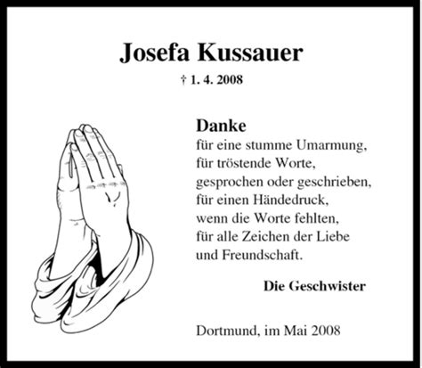 Traueranzeigen Von Josefa Kussauer Trauer In Nrw De