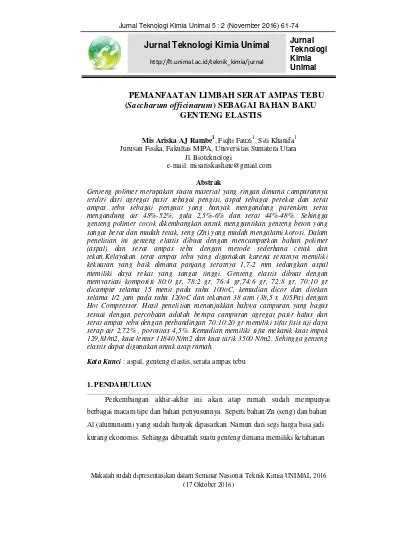 PEMANFAATAN LIMBAH SERAT AMPAS TEBU Saccharum Officinarum SEBAGAI