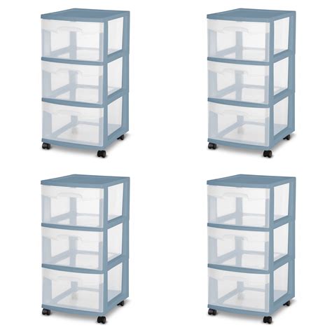 Sterilite 3 Drawer Rolling Caster Wheel Home Organizer Storage Cart 4 Pack Walmart Canada