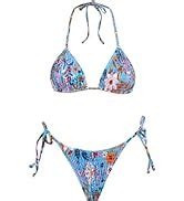 Amazon Volafa Women S Triangle Bikini Set String Swimsuit Print