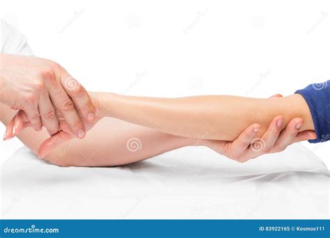 Male Masseur Doing Massage Of Female Hands Close Up Stock Image Image