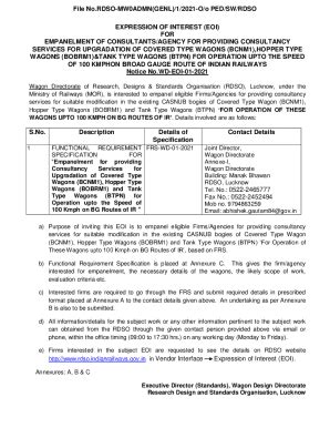 Fillable Online Expression Of Interest Eoi For Empanelment Of Fax