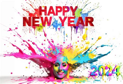 Happy New Year 2024 Greeting Card Free Stock Photo Public Domain