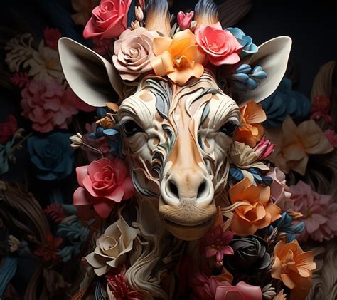 Premium Ai Image There Is A Giraffe With A Flower Crown On Its Head