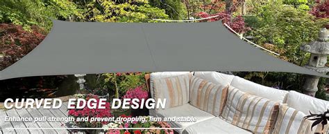 Cekene Sun Shade Sail Waterproof 2x3m Grey Rectangle Backyard Shade