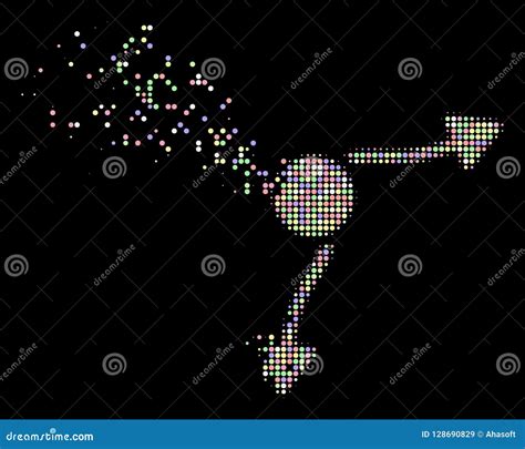 Bright Dust Pixel Halftone Curve Arrows Icon Stock Vector