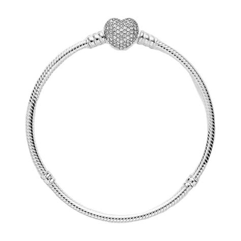 Vòng Đeo Tay Pandora Heart Clasp Snake Chain Bracelet 590727CZ Màu Bạc