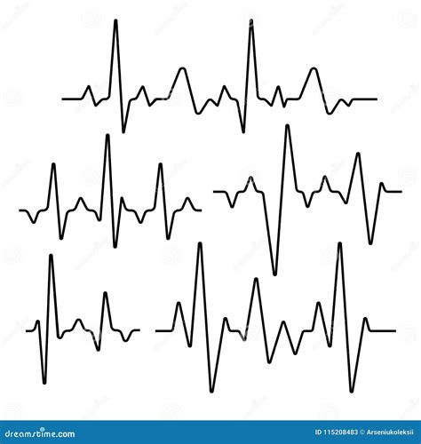 Sistema De Líneas Aisladas Del Latido Del Corazón Ilustración Del Vector Ilustración De Curva