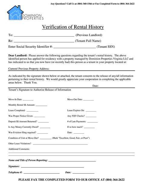 Renter Verification Form Template Fill Online Printable Fillable