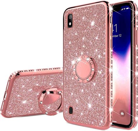 Uposao Compatible With Samsung Galaxy A10 Phone Case Girls Women Bling Glitter Diamond Crystal