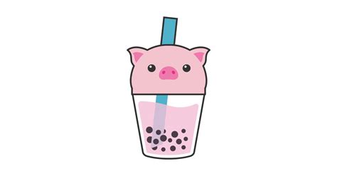 Boba Pig Kawaii Bubble Tea Boba Milk Pig Sticker Teepublic