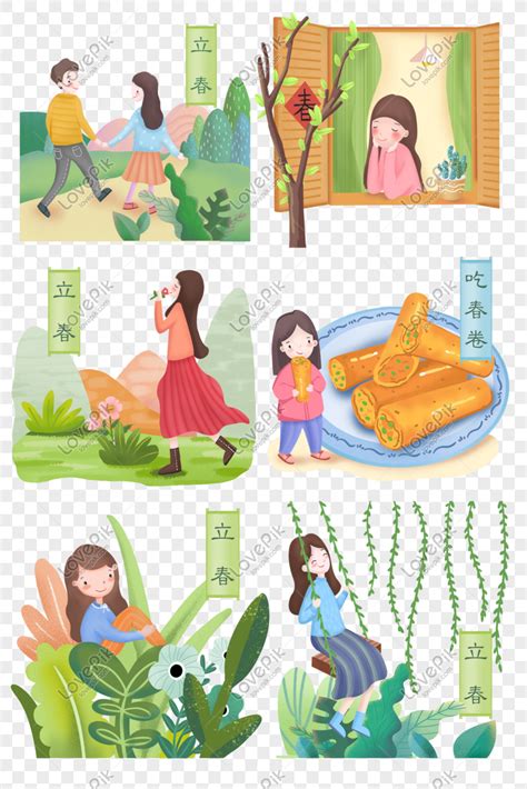 Spring Season Cartoon Set Of Scenes PNG Image And Clipart Image For ...