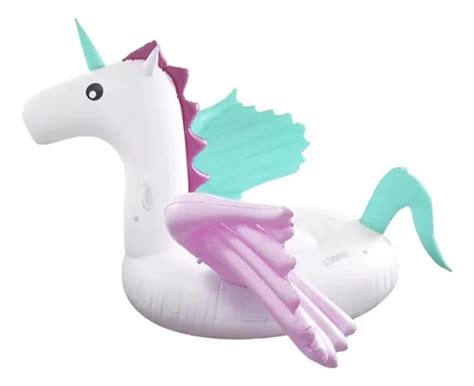 Boya Inflable Especial De Unicornio Gigante Con Alas Color Blanco