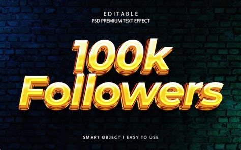 Premium Psd 100k Followers Gold 3d Psd Text Effect