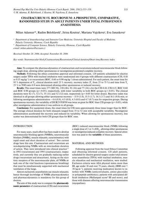 (PDF) Cisatracurium vs. Rocuronium: A prospective, comparative, randomized study in adult ...