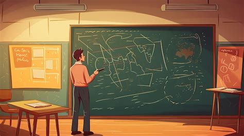 Premium AI Image | illustration of a teacher standing in front of a blackboard