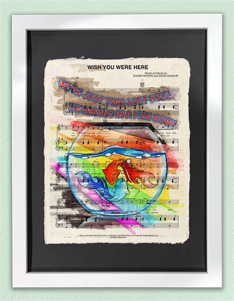 Wish You Were Here Art Print Framed Wall Art Sheet Music Art Pink Floyd Artwork Gallery Wall Art ...