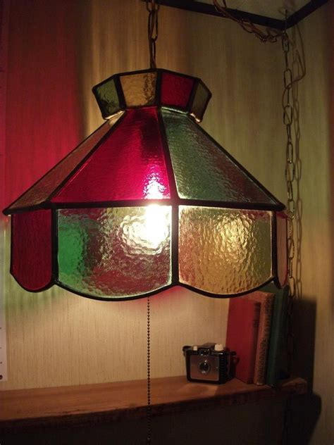 Vintage Stained Glass Hanging Lamp