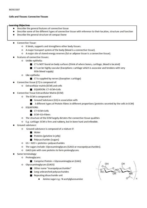 Cell And Tissues Connective Tissues Notes Biosci 107 Biology For Biomedical Science