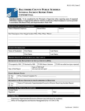 Fillable Online Rule Form C Internal Incident Report Form Fax