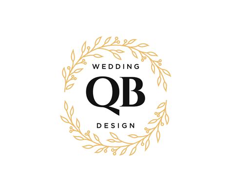 Qb Initials Letter Wedding Monogram Logos Collection Hand Drawn Modern