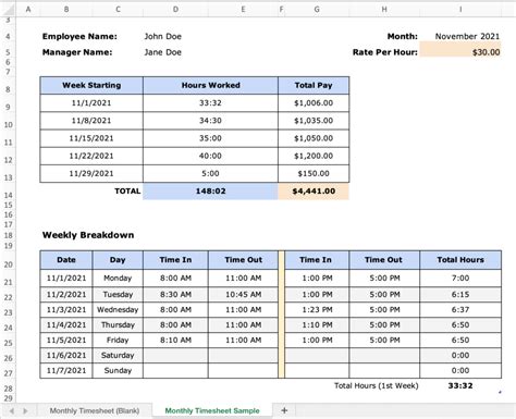 4 Free Excel Time Tracking Spreadsheet Templates 2024