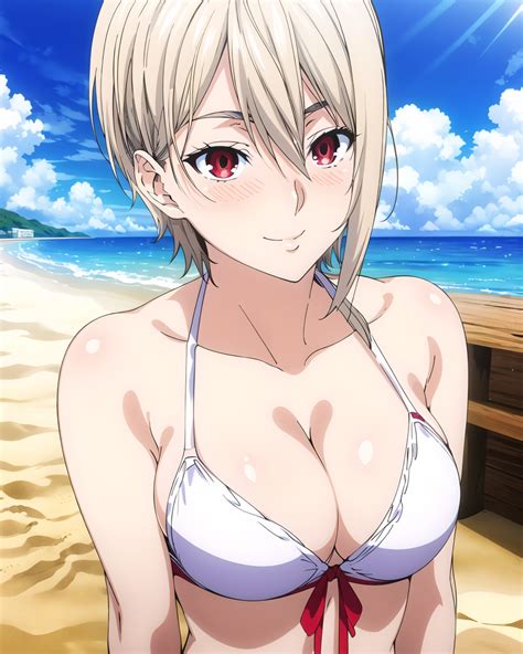 Hentai Busty Girl Alluring Beach Big Breasts Bikini Cleavage