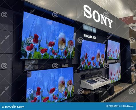 Best Buy Retail Electronics Store Interior Sony Big Screen Tv Display