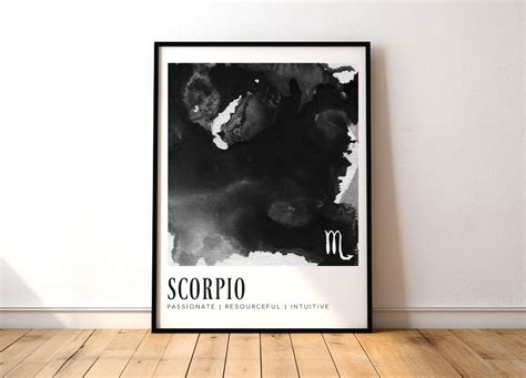 Digital Download: SCORPIO Black and White Watercolor Print Poster, Gift ...