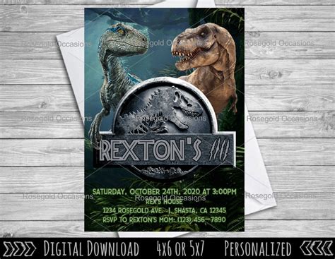 Free Jurassic Park Dinosaurs Vintage Invitation Templates