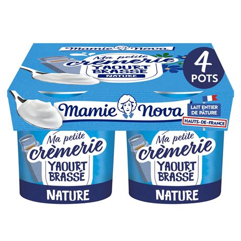 Yaourt Brassé Nature MAMIE NOVA MA PETITE CREMERIE les 4 pots de 135g