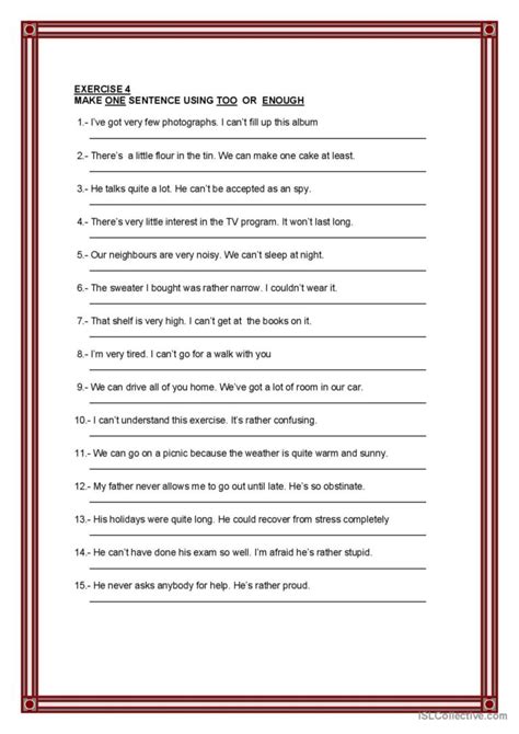 Enough And Too General Gramma English Esl Worksheets Pdf Doc