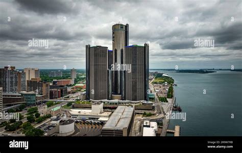 General Motors Headquarters At Renaissance Center In Detroit Aerial