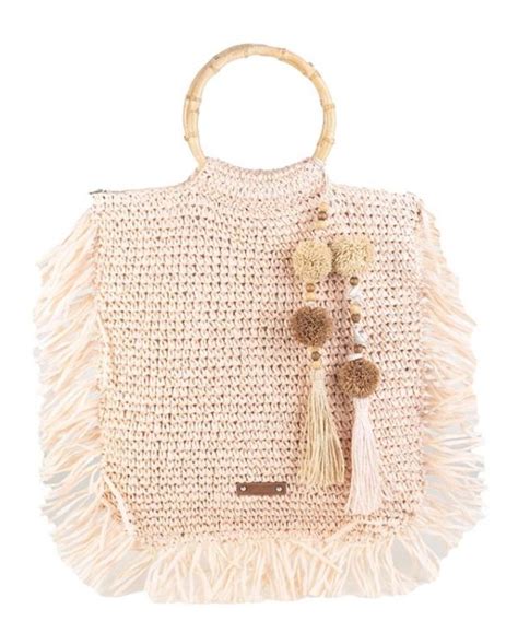 Bolso Mano Kbas Rafia Sintetica Color Nude Gaudinfancia