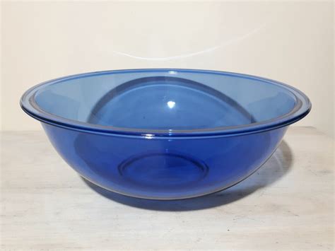 Vintage Pyrex Cobalt Blue Clear Glass Mixing Bowl 326 4l Etsy