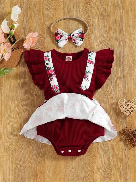 Poppi Baby Ruffle Bodysuit Dress With Headband